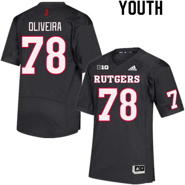 Youth #78 Nick Oliveira Rutgers Scarlet Knights College Football Jerseys Stitched Sale-Black